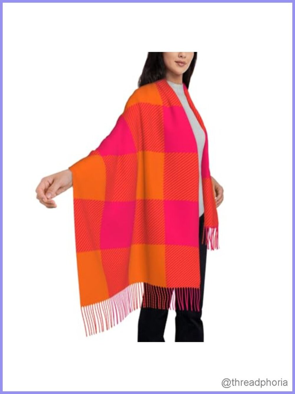 Oversized Blanket Scarf Women Faux Cashmere Polyester Plaid